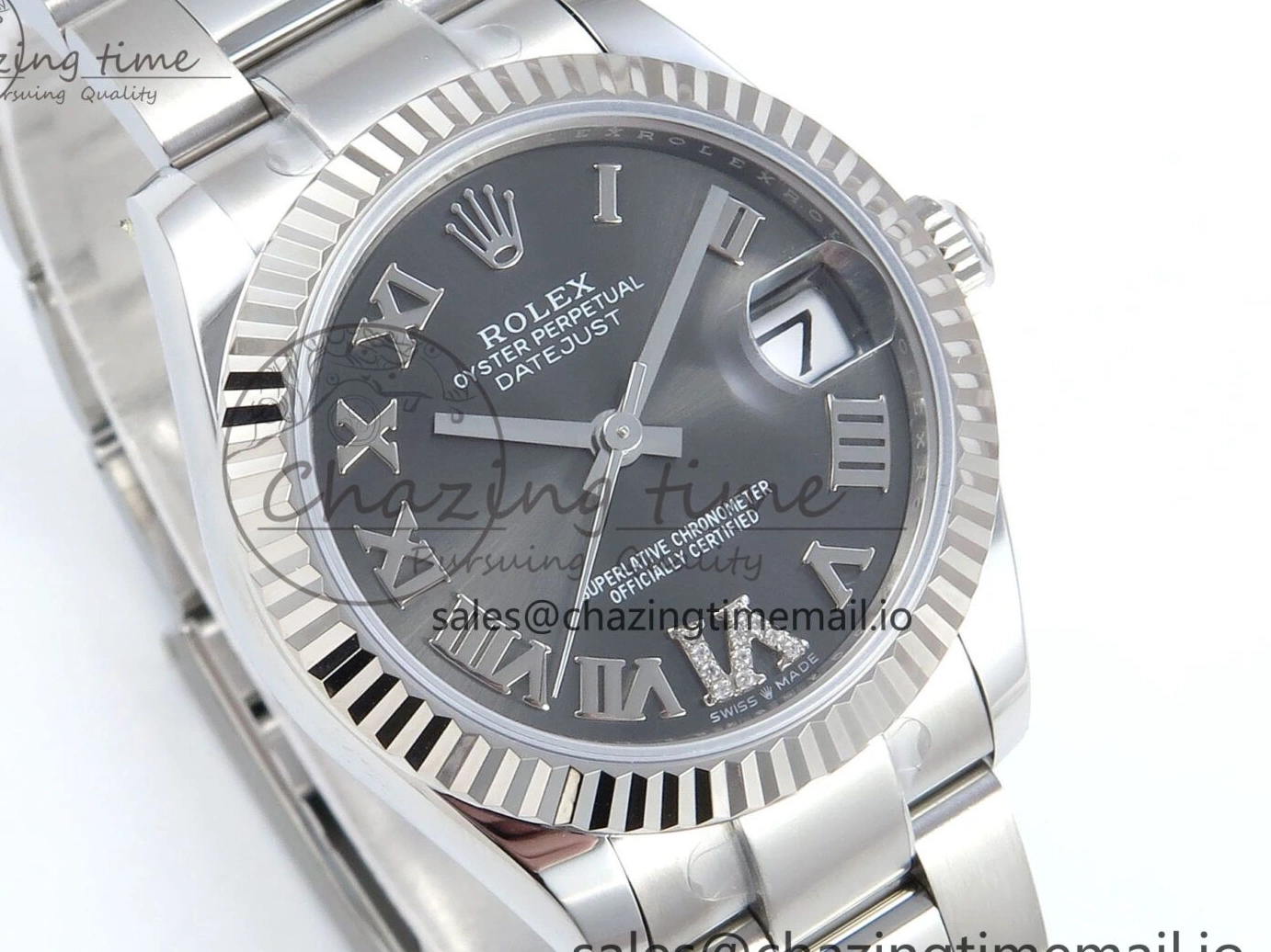 Steel Best 1:1 Diamonds Roman on Dial Bracelet ETA DateJust 904L 2688 Edition ARF Oyster 278274 SS 31 Gray 0308